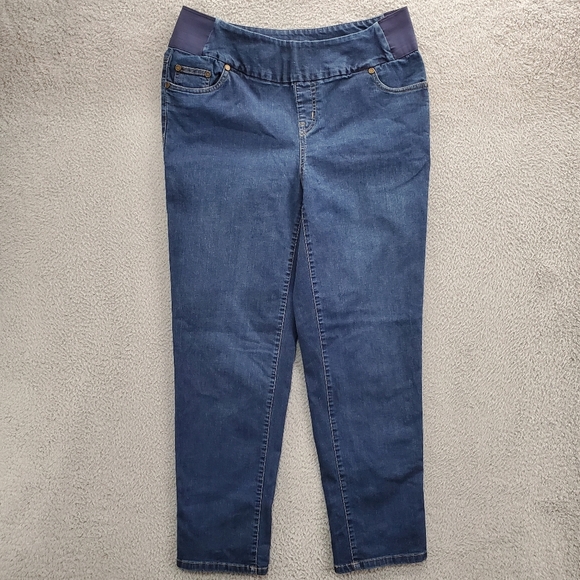 Woman Within Jeans Plus Size 16W Flex-Fit Pull-On Stretch Medium Wash Blue - Picture 1 of 10